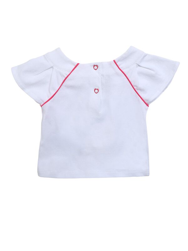 Girls White & Pink T-Shirt with Short Pants image number 1